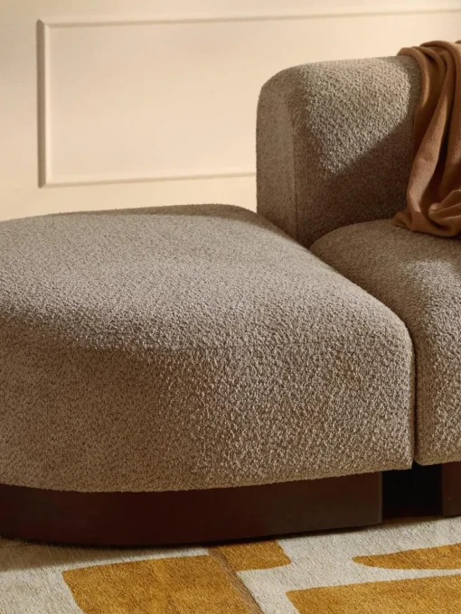 Modulaire chaise longue Natalie van teddy-bouclé
