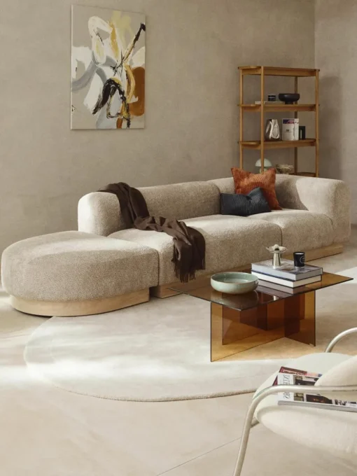 Modulaire chaise longue Natalie van teddy-bouclé