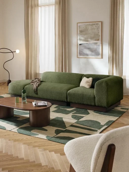 Modulaire chaise longue Natalie van teddy-bouclé