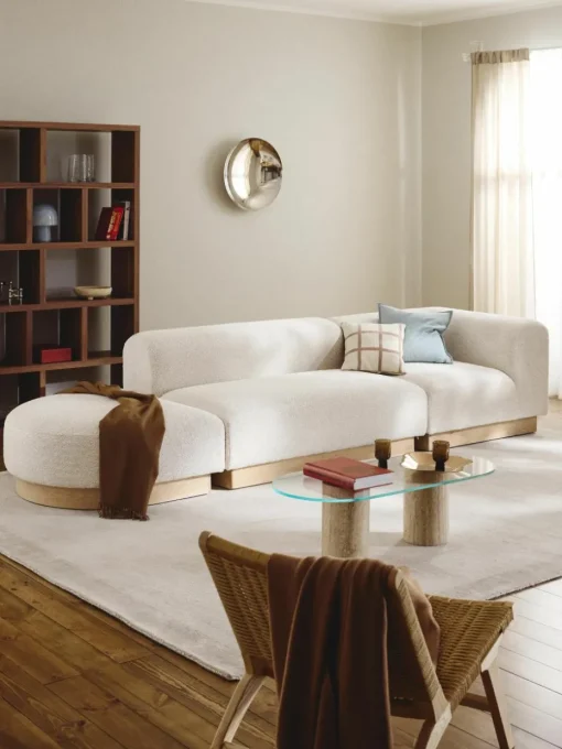 Modulaire chaise longue Natalie van teddy-bouclé