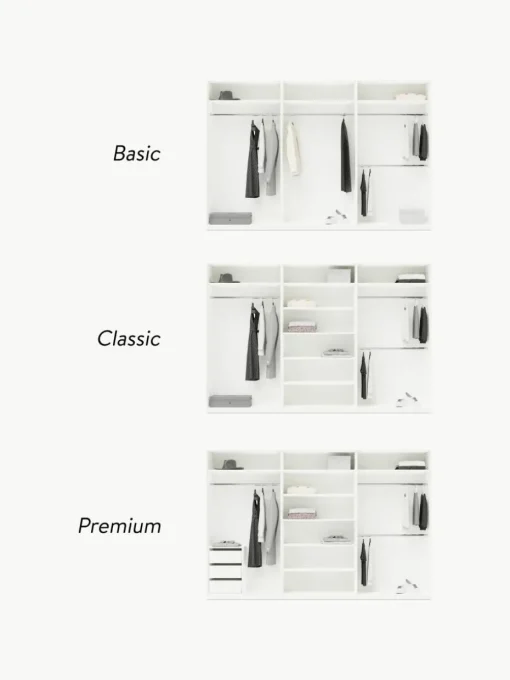 Modulaire draaideurkast Charlotte, 300 cm breed, diverse varianten
