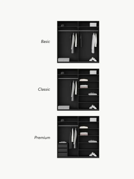 Modulaire draaideurkast Simone, 200 cm breed, diverse varianten