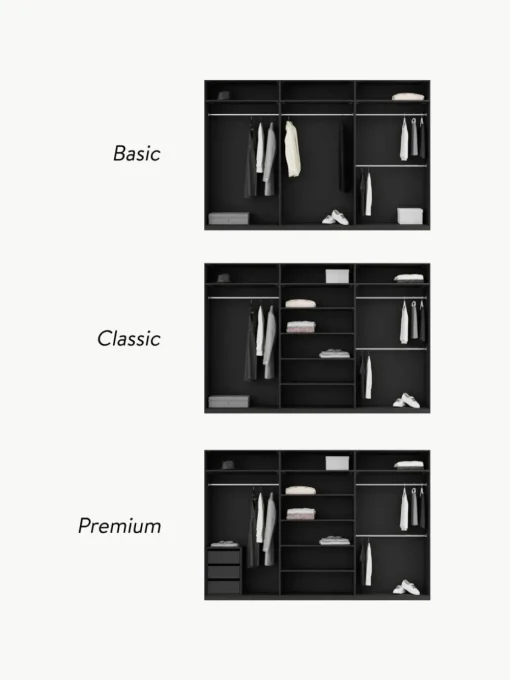 Modulaire draaideurkast Simone, 300 cm breed, diverse varianten