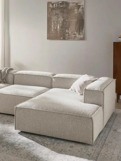 Modulaire hoekbank Lennon uit bouclé