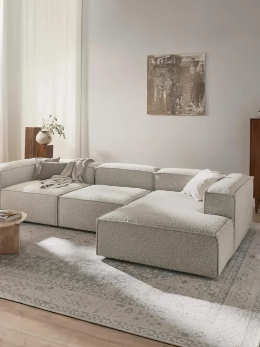 Modulaire hoekbank Lennon uit bouclé