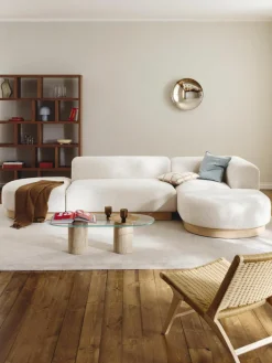 Modulaire hoekbank Natalie van teddy-bouclé