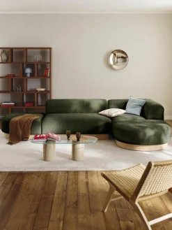 Modulaire hoekbank Natalie van teddy-bouclé