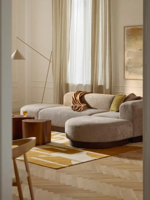 Modulaire hoekbank Natalie van teddy-bouclé
