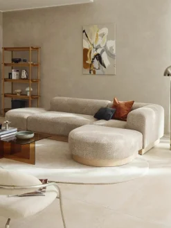 Modulaire hoekbank Natalie van teddy-bouclé