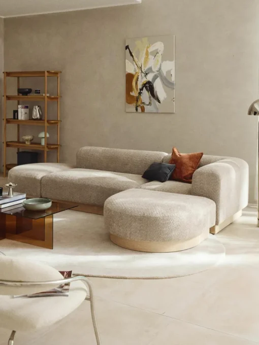 Modulaire hoekbank Natalie van teddy-bouclé