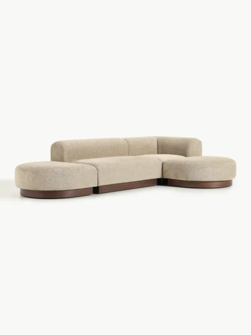 Modulaire hoekbank Natalie van teddy-bouclé
