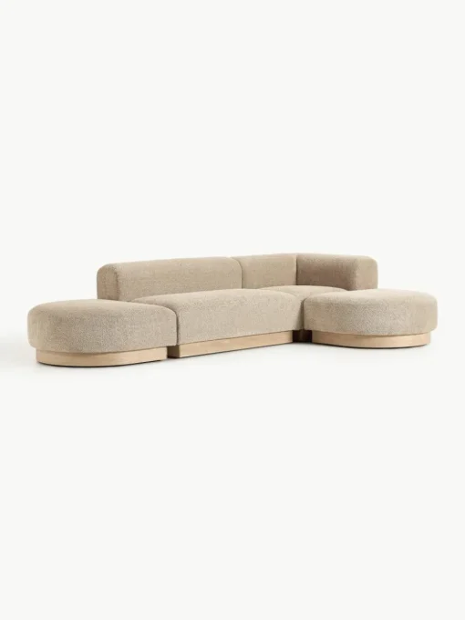 Modulaire hoekbank Natalie van teddy-bouclé