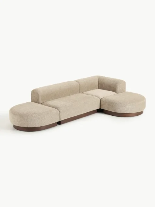 Modulaire hoekbank Natalie van teddy-bouclé