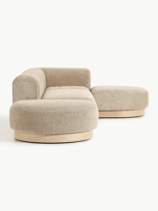 Modulaire hoekbank Natalie van teddy-bouclé