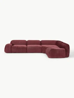 Modulaire hoekbank Wolke (4-zits) van teddy-bouclé