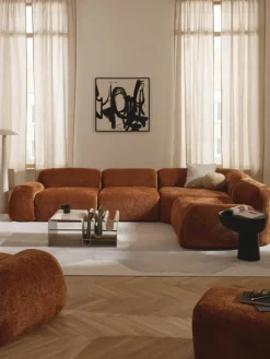 Modulaire hoekbank Wolke (4-zits) van teddy-bouclé