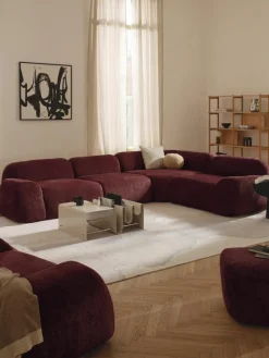 Modulaire hoekbank Wolke (4-zits) van teddy-bouclé