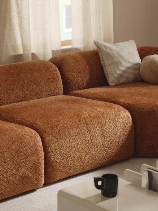Modulaire hoekbank Wolke (4-zits) van teddy-bouclé