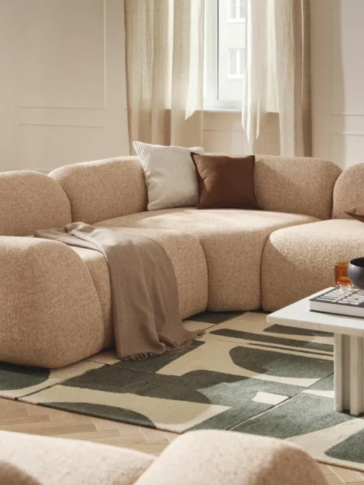 Modulaire hoekbank Wolke (4-zits) van bouclé