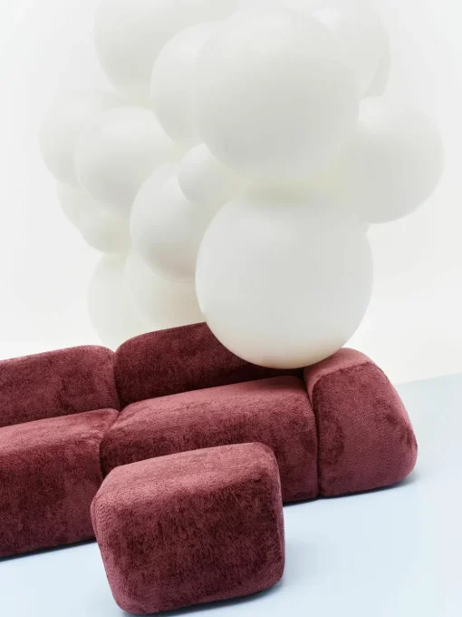 Modulaire hoekbank Wolke (4-zits) van teddy-bouclé