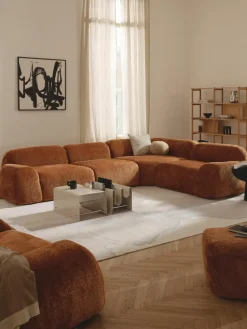 Modulaire hoekbank Wolke (4-zits) van teddy-bouclé