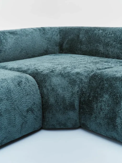 Modulaire hoekbank Wolke (4-zits) van teddy bouclé