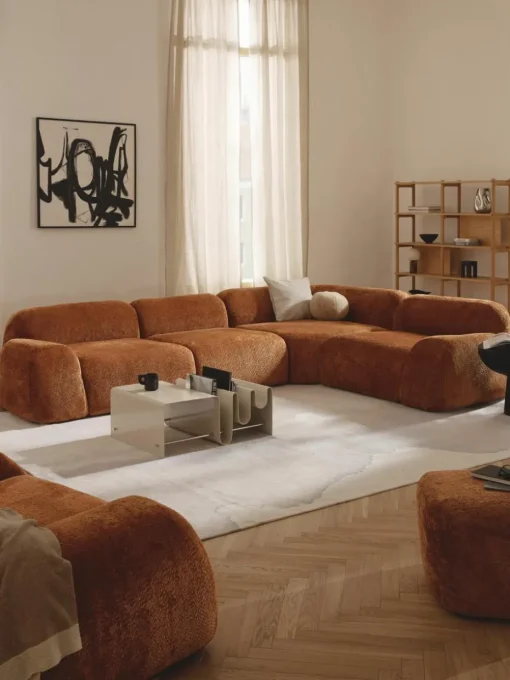 Modulaire hoekbank Wolke (4-zits) van teddy-bouclé