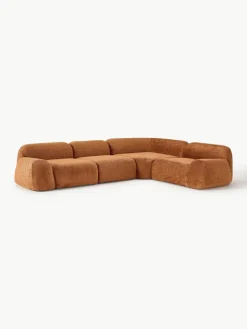 Modulaire hoekbank Wolke (4-zits) van teddy-bouclé