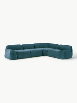 Modulaire hoekbank Wolke (4-zits) van teddy bouclé