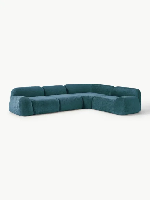 Modulaire hoekbank Wolke (4-zits) van teddy bouclé