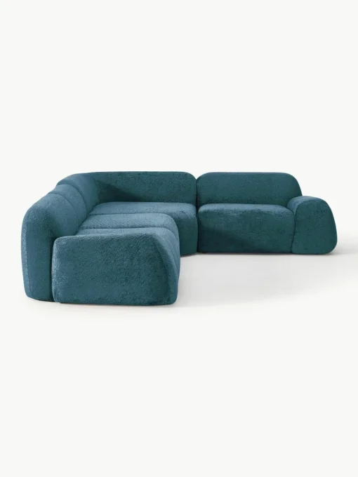 Modulaire hoekbank Wolke (4-zits) van teddy bouclé