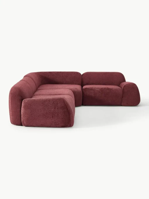 Modulaire hoekbank Wolke (4-zits) van teddy-bouclé