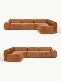 Modulaire hoekbank Wolke (4-zits) van teddy-bouclé