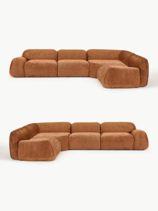 Modulaire hoekbank Wolke (4-zits) van teddy-bouclé