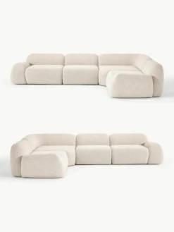 Modulaire hoekbank Wolke (4-zits) van bouclé
