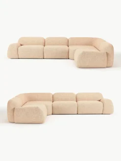 Modulaire hoekbank Wolke (4-zits) van bouclé