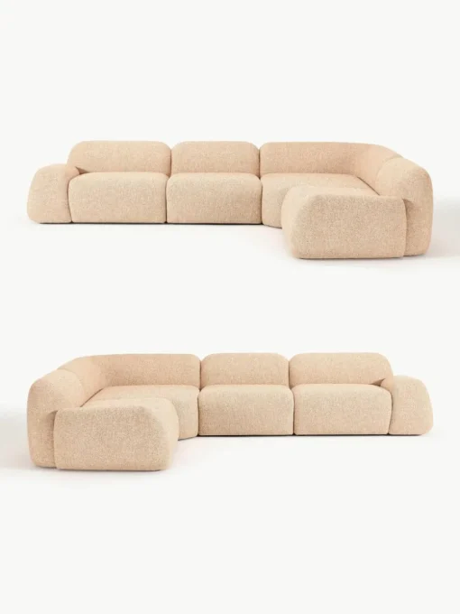 Modulaire hoekbank Wolke (4-zits) van bouclé
