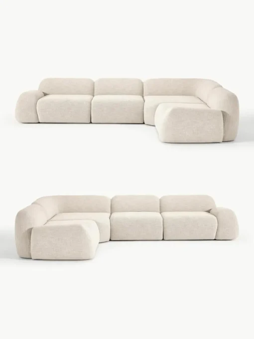 Modulaire hoekbank Wolke (4-zits) van bouclé