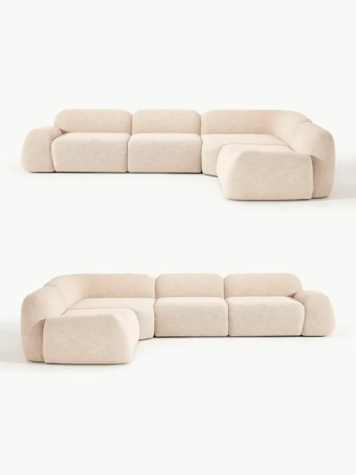 Modulaire hoekbank Wolke (4-zits) van bouclé