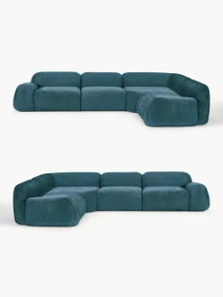 Modulaire hoekbank Wolke (4-zits) van teddy bouclé
