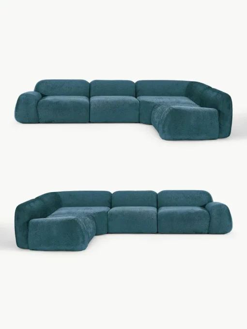 Modulaire hoekbank Wolke (4-zits) van teddy bouclé