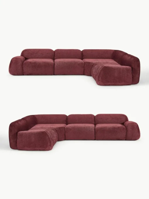 Modulaire hoekbank Wolke (4-zits) van teddy-bouclé