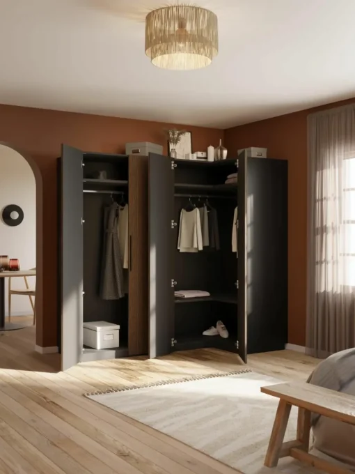 Modulaire hoekkast Simone, 215 cm breed, diverse varianten