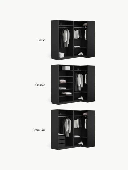Modulaire hoekkast Simone, 215 cm breed, diverse varianten