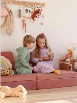 Modulaire kinderbank Mila van fluweel, handgemaakt