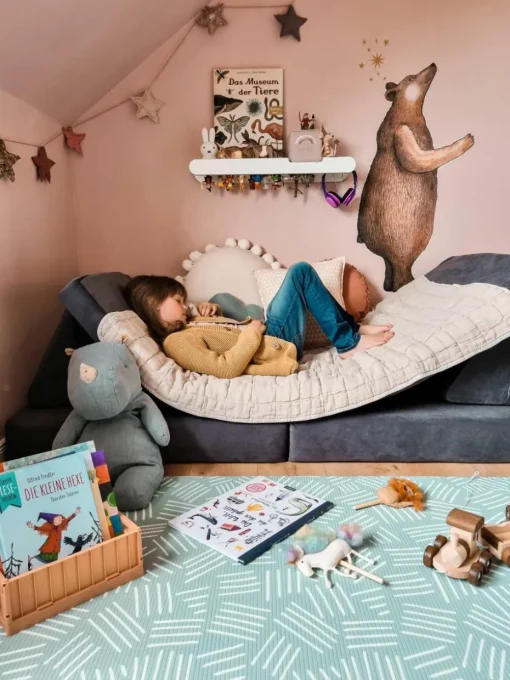Modulaire kinderbank Mila van fluweel, handgemaakt