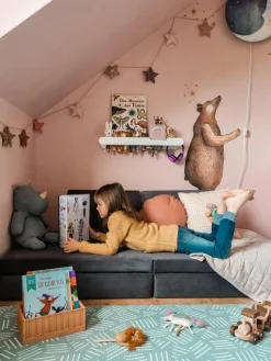 Modulaire kinderbank Mila van fluweel, handgemaakt