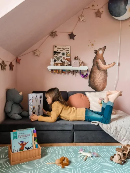 Modulaire kinderbank Mila van fluweel, handgemaakt
