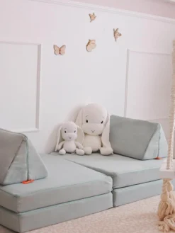 Modulaire kinderbank Mila van fluweel, handgemaakt