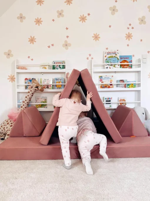 Modulaire kinderbank Mila van fluweel, handgemaakt
